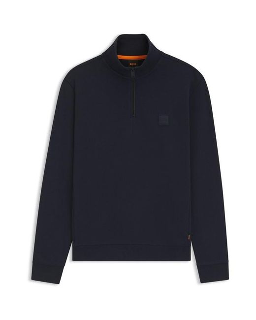 Boss Blue Quarter Zip Fleece Jumper With Logo Detail (Zetrust) for men