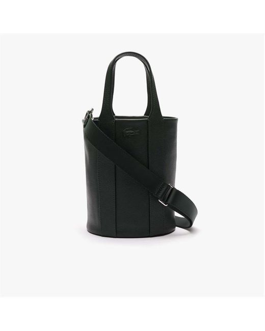 Lacoste Black City Court Grain Leather Bucket Bag