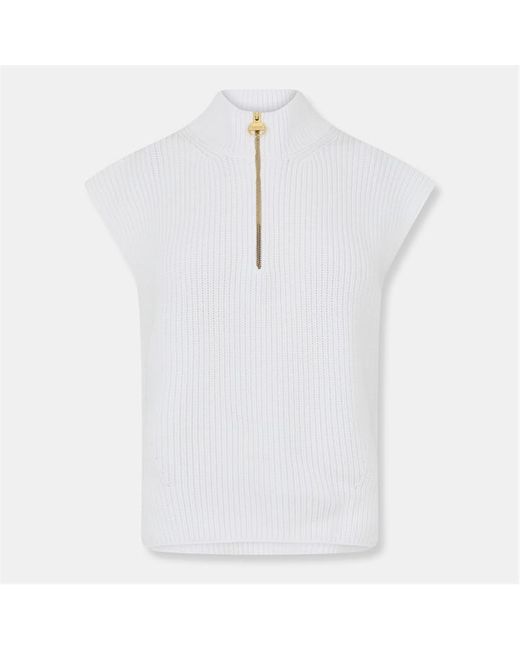 Barbour White Clara Crew Neck Jumper