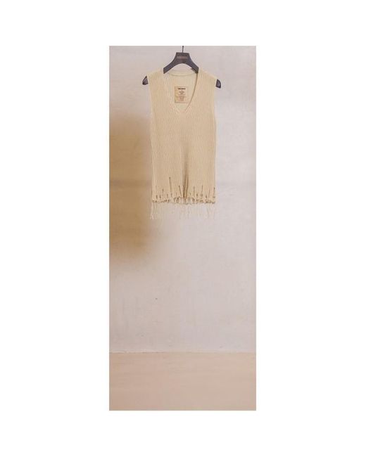 Uma Wang Natural V Neck Top Knitted Sweater Vest