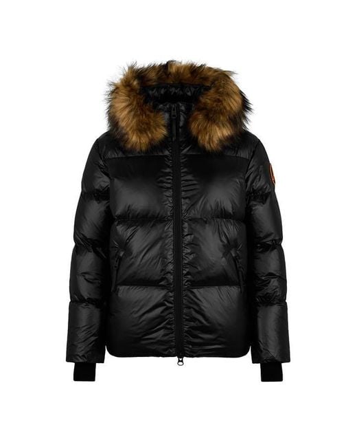 ARCTIC ARMY Blue Faux-Fur Trim Puffer Jacket for men