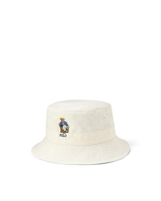 Polo Ralph Lauren Gray Polo Bear Twill Bucket Hat for men