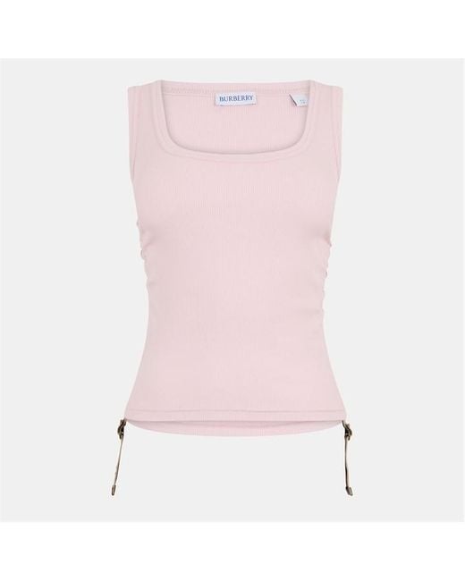 Burberry Pink Ruched Buckle Tank Top