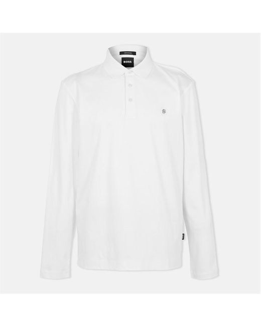 Boss White Hbb Paley Long-Sleeve Polo for men