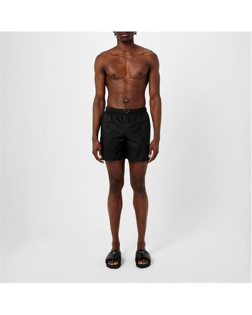 Prada Black Triangle Interlock Swim Shorts for men
