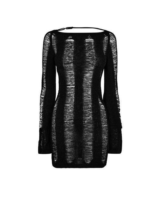 Jaded London Black Umbra Shredded Mini Dress