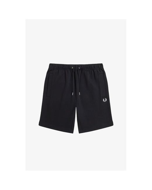 Fred Perry Black Fleece Jogger Shorts for men