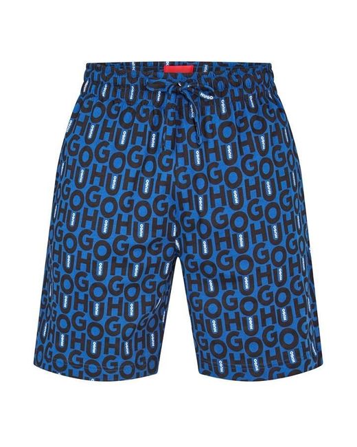 HUGO Blue Fleece Jogger Shorts for men