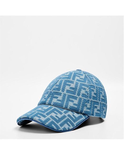 Fendi Blue Jacquard Denim Baseball Cap