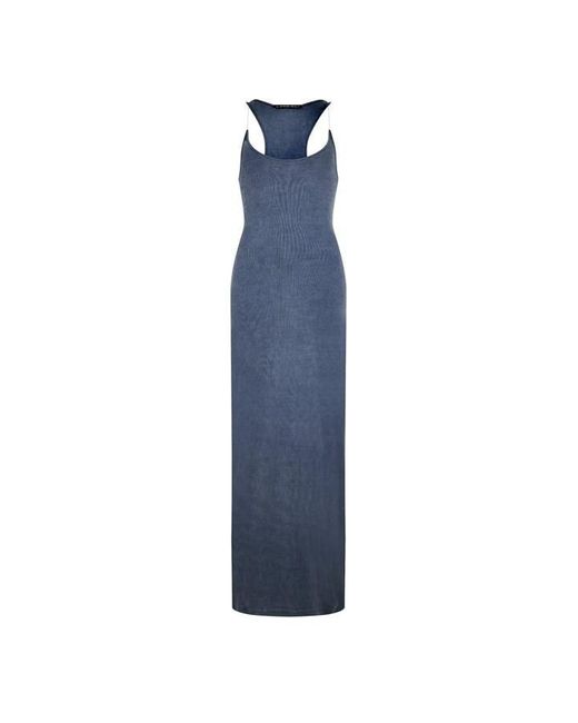 Y. Project Blue Invisible Strap Ribbed Maxi Dress
