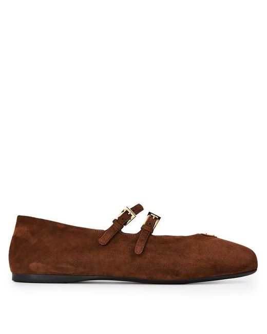 Prada Brown Two Strap Mary Jane Ballerina