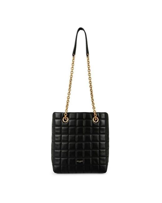 Saint Laurent Black Carré Quilted Small Tote Bag