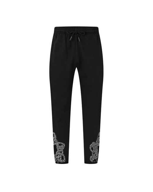 Marcelo Burlon Black Snake Wings Closed Hem Poly Joggers for men