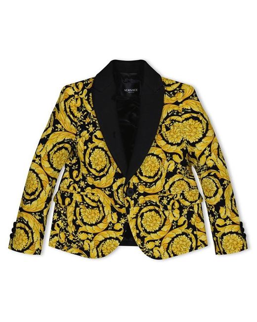 Versace Yellow Baroque Single-Breasted Blazer Junior Boys for men