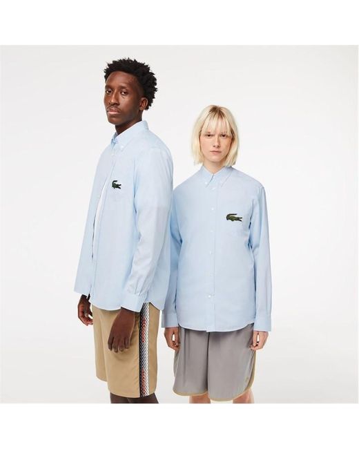 Lacoste Blue Relaxed Fit Striped Shirt for men