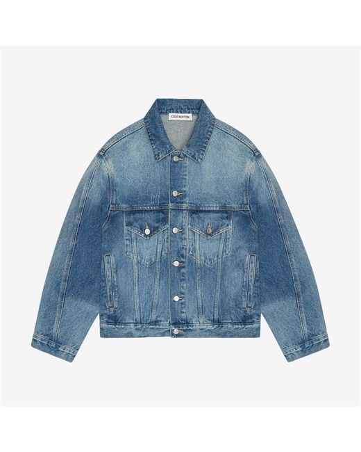 Cole Buxton Blue Cropped Long Sleeve Denim Jacket for men