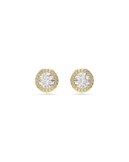 Swarovski Metallic Una Angelic Stud Earrings, Round Cut, Pavé, Rhodium Plated