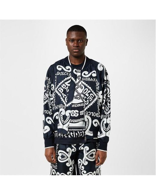 Dolce & Gabbana Blue Marina Print Bomber Jacket for men