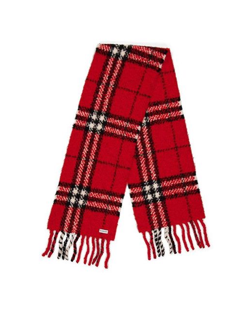 Burberry Red Boucle Scarf