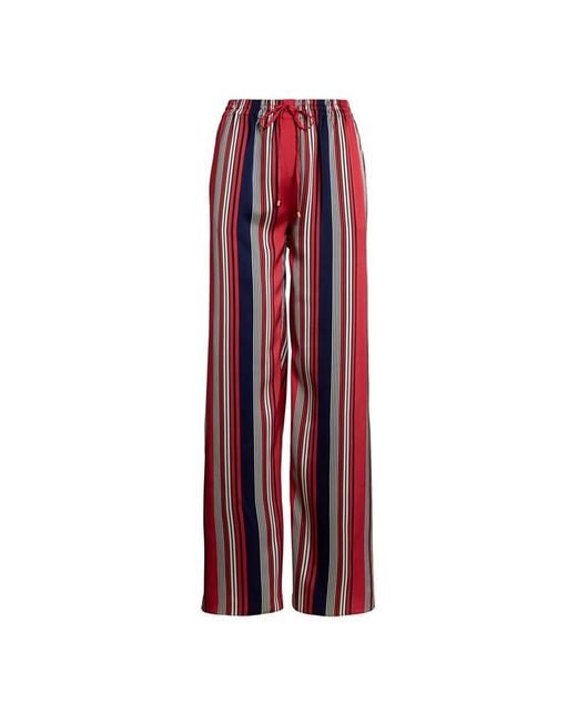 Ralph Lauren Blue Striped Charmeuse Wide-Leg Trousers