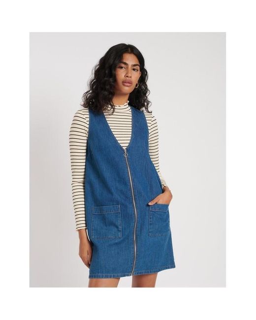 Nobody's Child Blue Dresden Mini Pinafore Dress