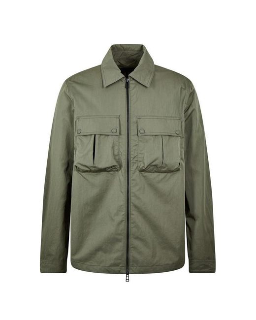 Belstaff Green Stride Zip Collar Long Sleeve Overshirt for men