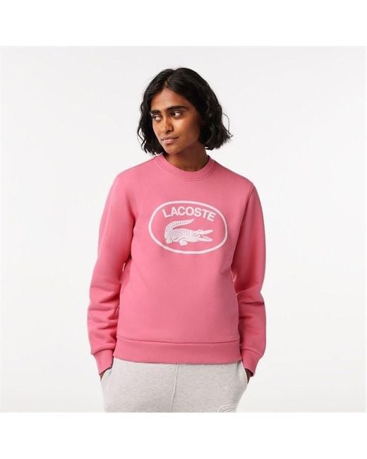 Lacoste Pink Loose Fit Organic Cotton Fleece Sweatshirt