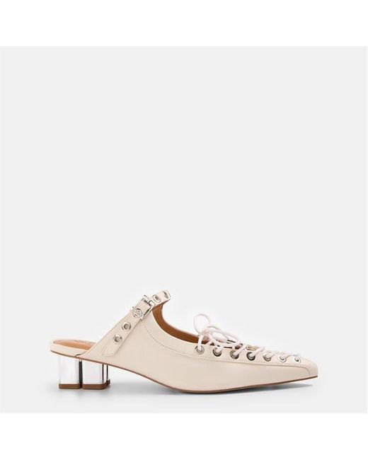 Ganni Natural Lace Heeled Mules