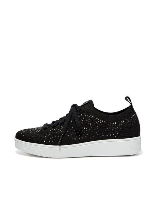 Fitflop Black Rally Ombre-Crystal Knit Trainers