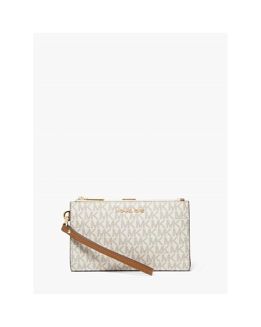 MICHAEL Michael Kors White Double Zip Wristlet Wallet On Chain