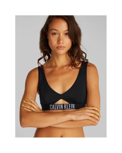 Calvin Klein Black Bralette Swim Top With Removable Pads