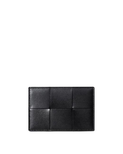 Bottega Veneta Black Intreccio Urban Leather Card Holder for men