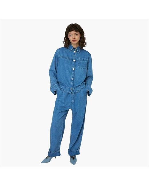 Stella Nova Blue Washed Shirt With Scallop Edge