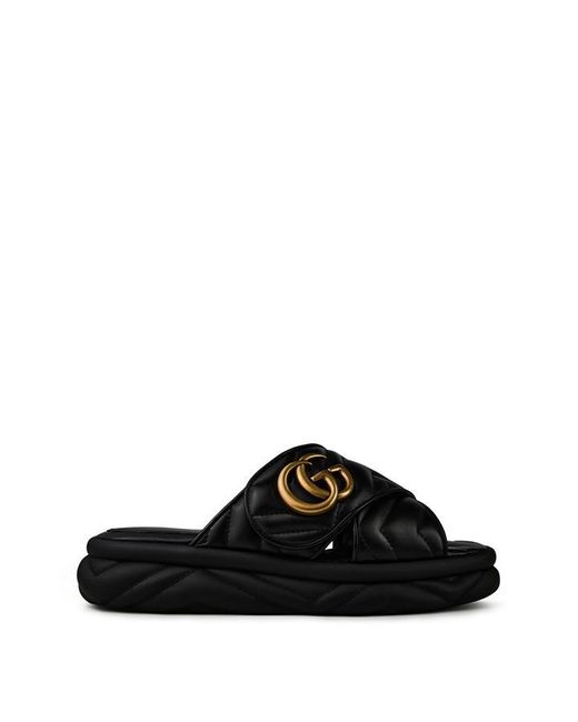 Gucci Black Marmont gg Slides