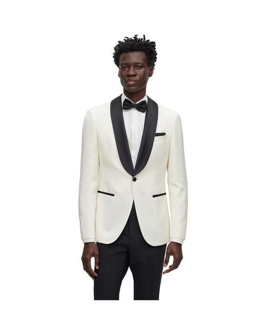 Boss White Harvers Structured Shoulders Jacket for men