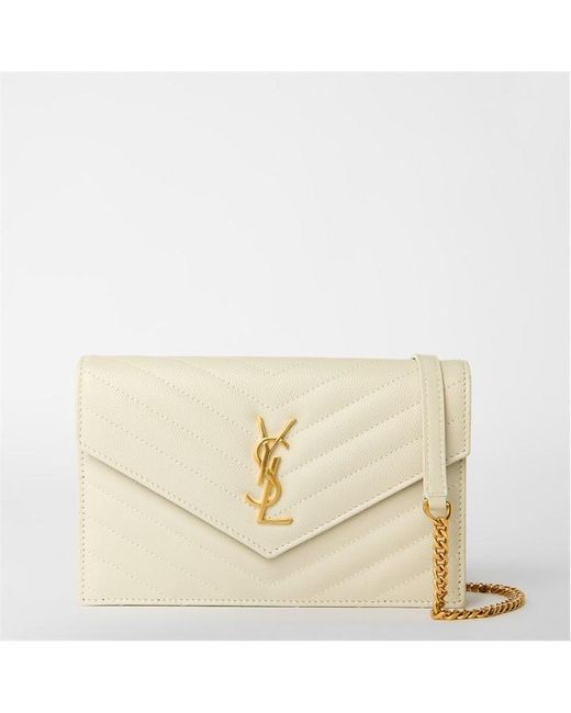 Saint Laurent Natural Monogram Envelope Crossbody Bag