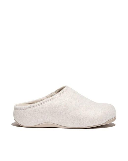 Fitflop White Shuv Felt Clog Slippers