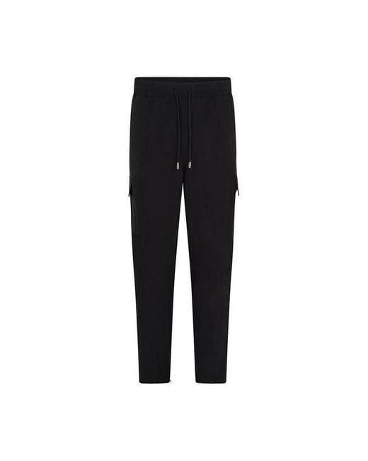 Mallet Black Multi Pocket Standard Fit Cargo Trousers for men