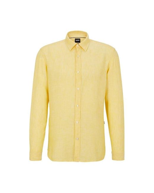 Boss Yellow Liam Long Sleeve Plain Shirt for men