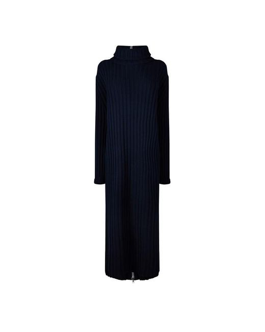 Gucci Blue Cashmere And Wool Knitted Maxi Dress With Zip