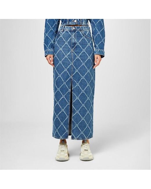 HUGO Blue Rigid Denim Maxi Skirt