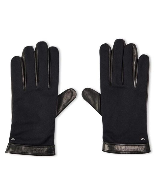 Emporio Armani Black Leather Gloves for men