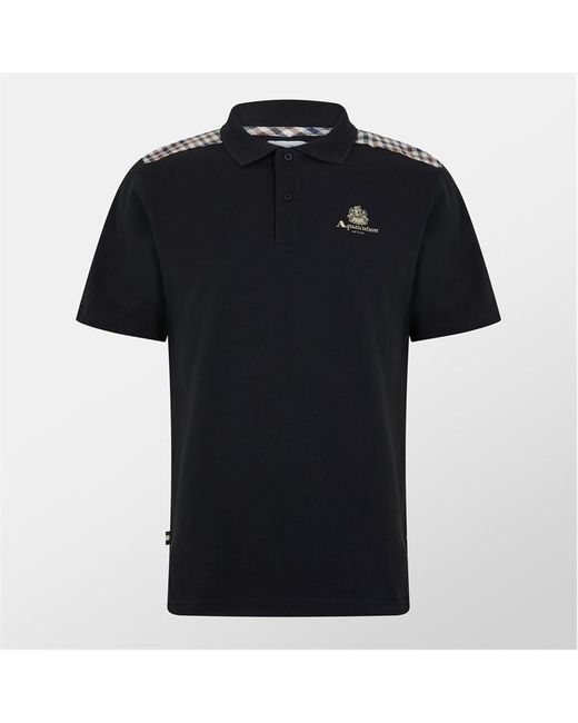 Aquascutum Black Short Sleeve Polo Shirt for men