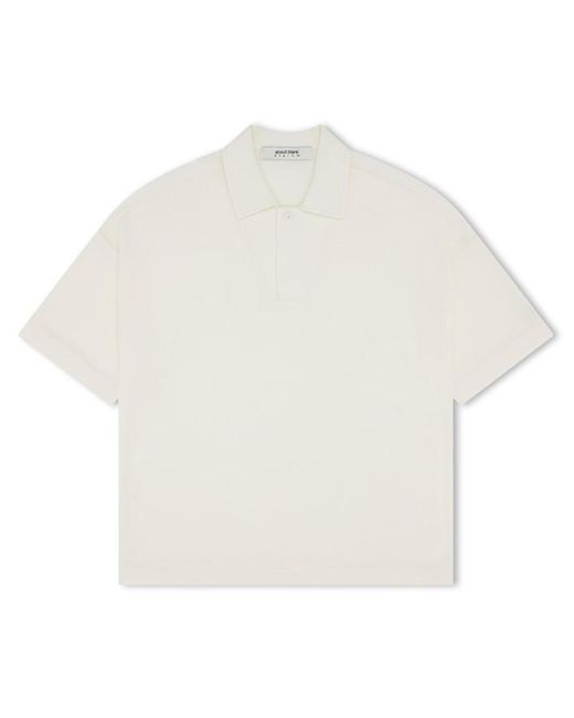 About Blank White Knitted Short Sleeve Polo Shirt for men