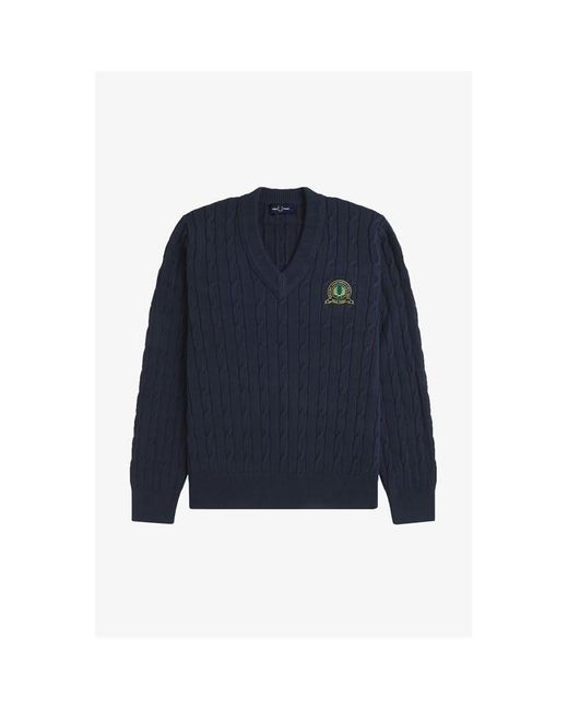 Fred Perry Blue Badge Laurel Wreath Knitted Crew Neck Jumper for men