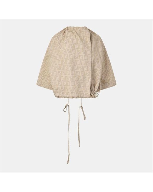 Fendi Natural Short-Sleeve Patterned Shirt