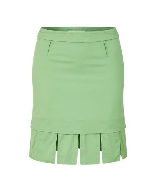 Bottega Veneta Green Mid-Length Pleated Skirt