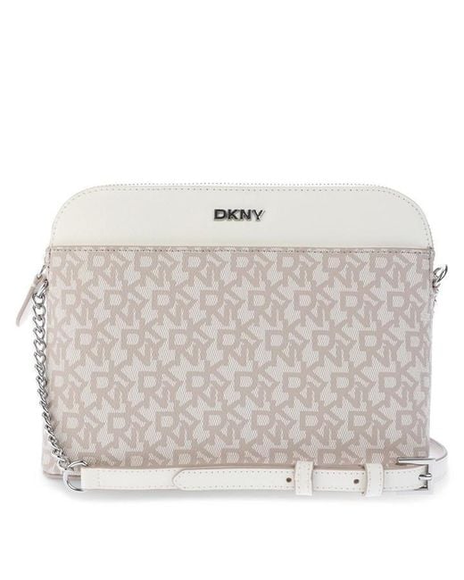 DKNY White Bridger Dome Top Zip Shoulder Cross Body Bag