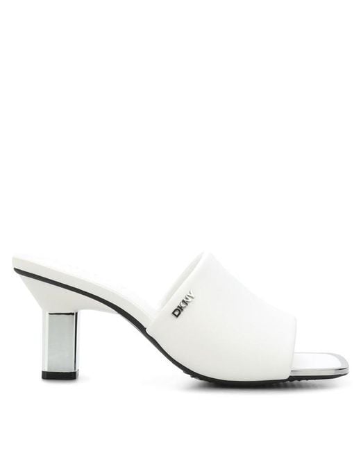 DKNY White Kaye Sandal Mules