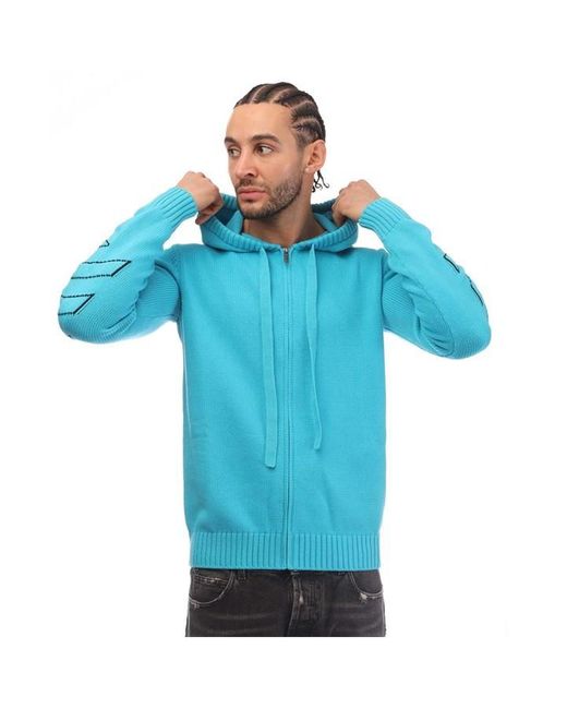 Off-White c/o Virgil Abloh Blue Diagonal Outline Knit Zip Hoodie for men